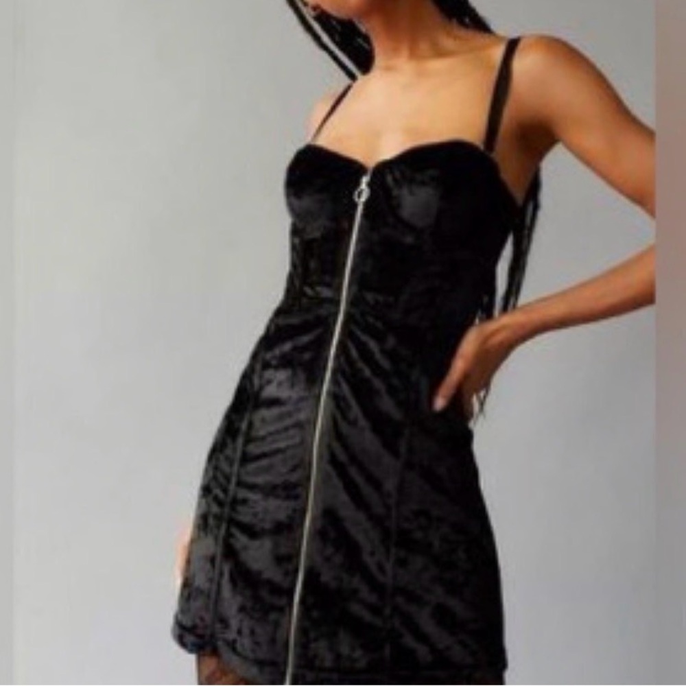Urban Outfitters Black Velvet Mini Dress